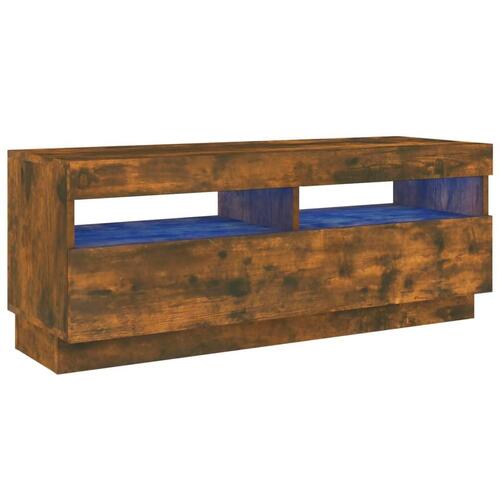 Tv-bord med LED-lys 100x35x40 cm røget eg