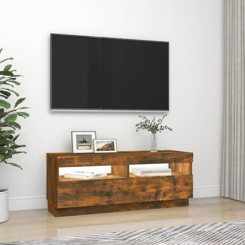 Tv-bord med LED-lys 100x35x40 cm røget eg