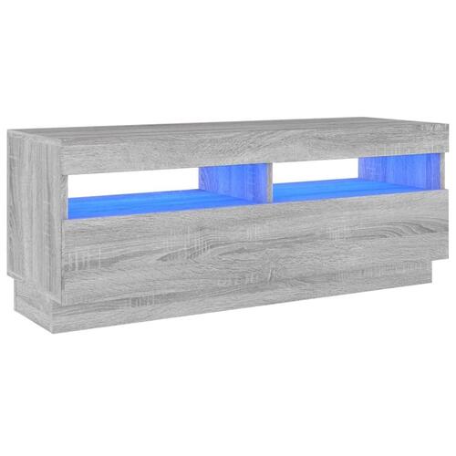 Tv-bord med LED-lys 100x35x40 cm grå sonoma-eg
