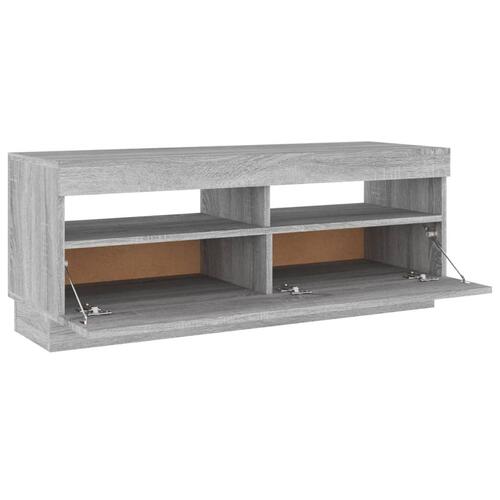 Tv-bord med LED-lys 100x35x40 cm grå sonoma-eg