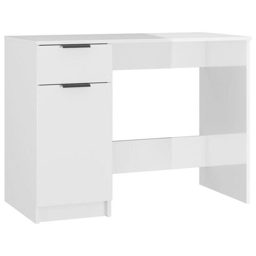 Skrivebord 100x50x75 cm konstrueret træ hvid højglans