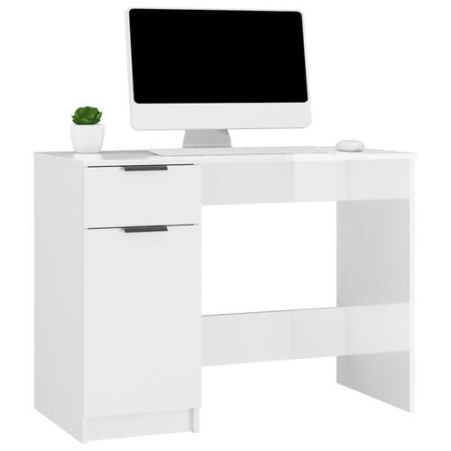 Skrivebord 100x50x75 cm konstrueret træ hvid højglans