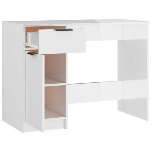 Skrivebord 100x50x75 cm konstrueret træ hvid højglans