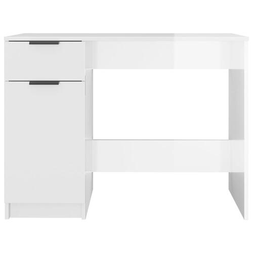 Skrivebord 100x50x75 cm konstrueret træ hvid højglans