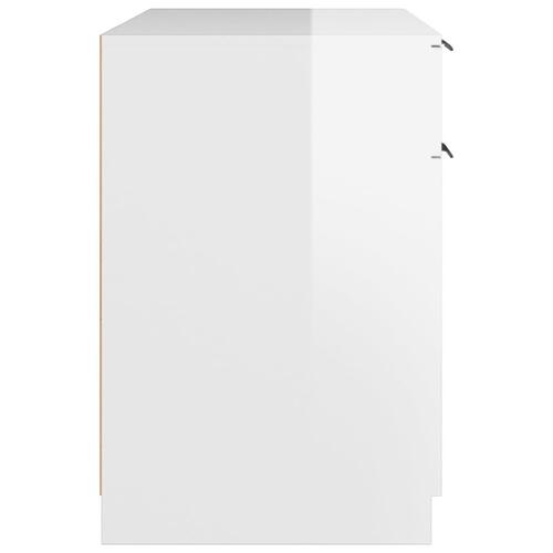 Skrivebord 100x50x75 cm konstrueret træ hvid højglans