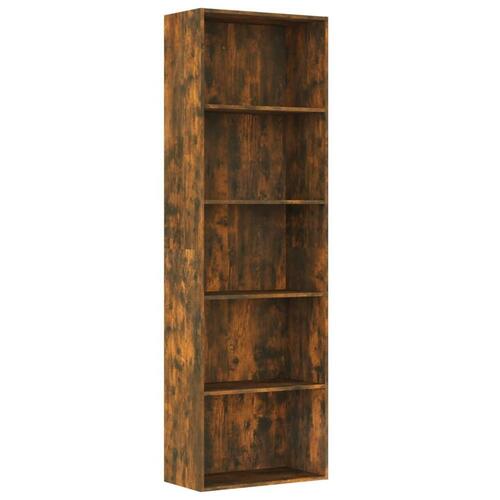 Bogreol m. 5 hylder 60x30x189 cm konstrueret træ røget egetræ