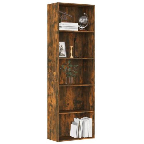 Bogreol m. 5 hylder 60x30x189 cm konstrueret træ røget egetræ