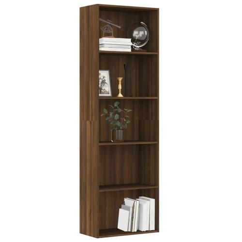 Bogreol m. 5 hylder 60x30x189 cm konstrueret træ brun egetræ