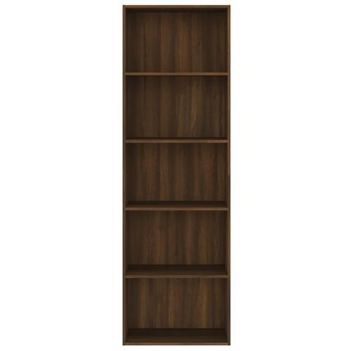 Bogreol m. 5 hylder 60x30x189 cm konstrueret træ brun egetræ