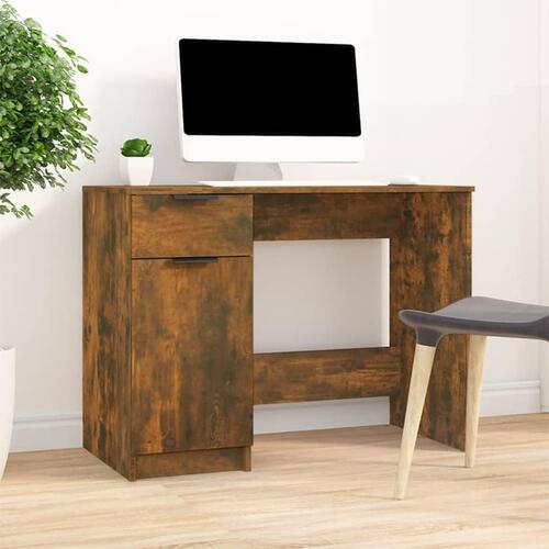 Skrivebord 100x50x75 cm konstrueret træ røget egetræsfarve