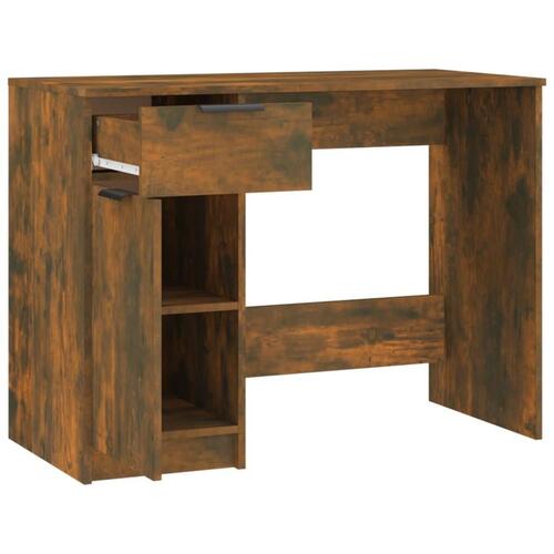 Skrivebord 100x50x75 cm konstrueret træ røget egetræsfarve