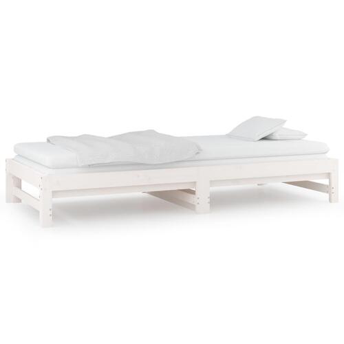 Daybed med udtræk 2x(90x190) cm massivt fyrretræ hvid