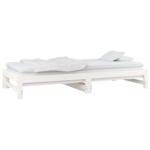 Daybed med udtræk 2x(90x190) cm massivt fyrretræ hvid