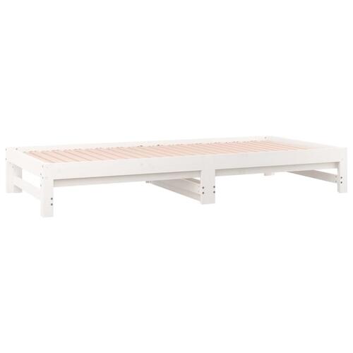 Daybed med udtræk 2x(90x190) cm massivt fyrretræ hvid
