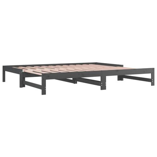 Daybed med udtræk 2x(90x190) cm massivt fyrretræ grå