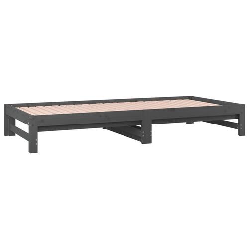 Daybed med udtræk 2x(90x190) cm massivt fyrretræ grå