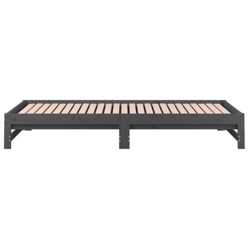 Daybed med udtræk 2x(90x190) cm massivt fyrretræ grå