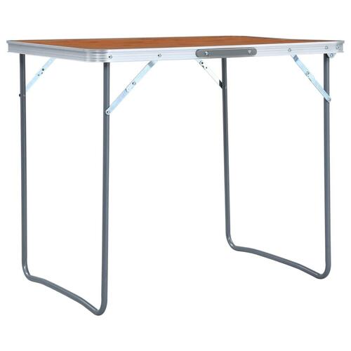 Foldbart campingbord med metalstel 80 x 60 cm