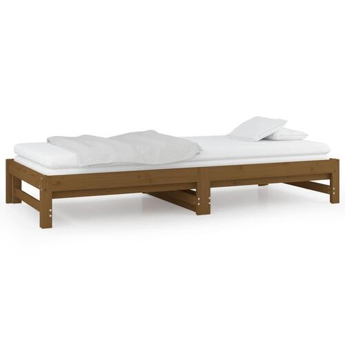 Daybed med udtræk 2x(90x190) cm massivt fyrretræ gyldenbrun