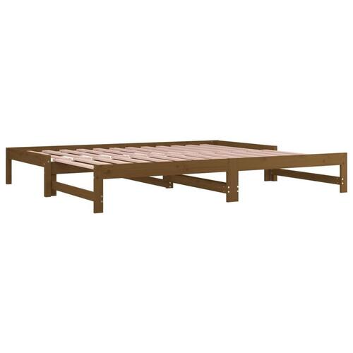 Daybed med udtræk 2x(90x190) cm massivt fyrretræ gyldenbrun