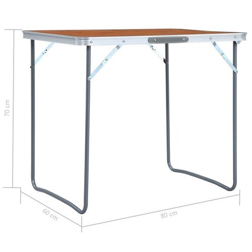 Foldbart campingbord med metalstel 80 x 60 cm