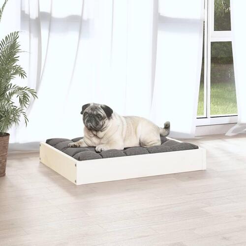 Hundeseng 61,5x49x9 cm massivt fyrretræ hvid