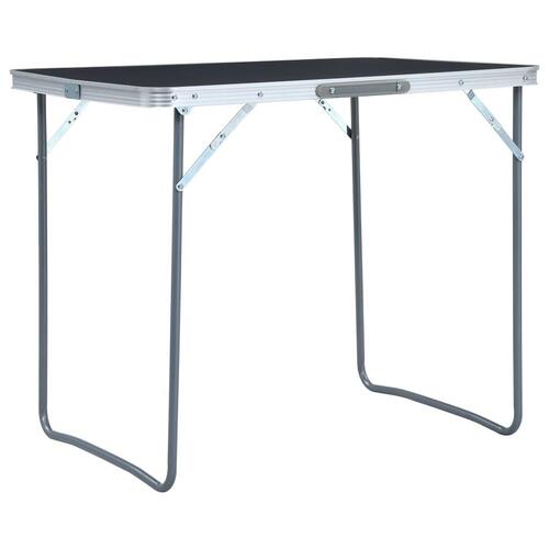 Foldbart campingbord med metalstel 80x60 cm grå