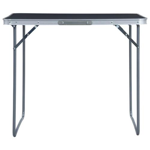 Foldbart campingbord med metalstel 80x60 cm grå
