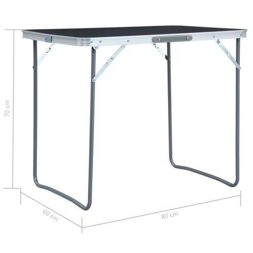 Foldbart campingbord med metalstel 80x60 cm grå