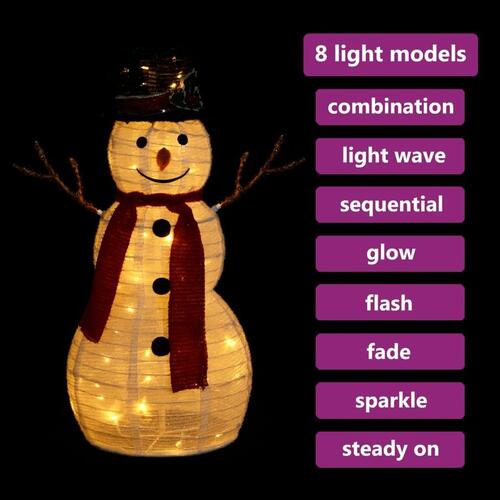 Dekorativ julesnemand 60 cm med LED-lys luksuriøst stof