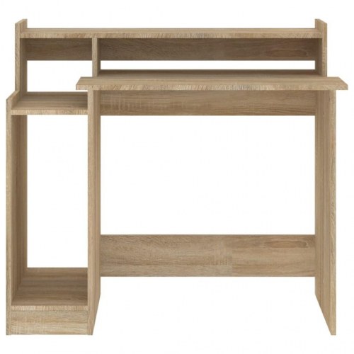 Skrivebord med LED-lys 97×45×90 cm - konstrueret træ i sonoma-eg