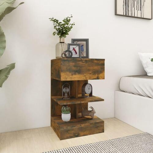 Sengeborde 2 stk. 40x35x65 cm konstrueret træ røget egetræ
