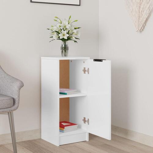 Skænk 30x30x70 cm konstrueret træ hvid højglans