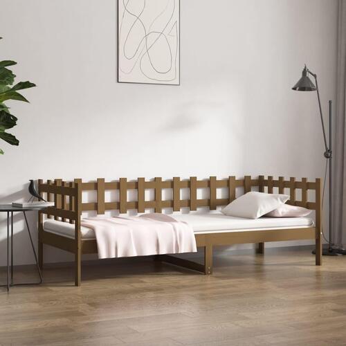 Daybed 90x190 cm massivt fyrretræ gyldenbrun