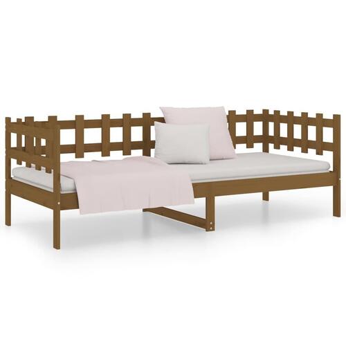 Daybed 90x190 cm massivt fyrretræ gyldenbrun
