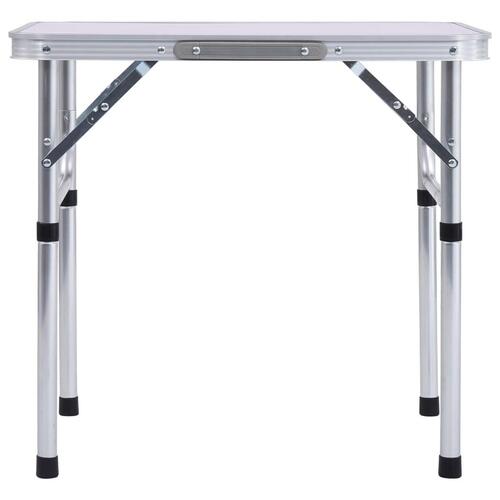 Foldbart campingbord 60x45 cm aluminium hvid