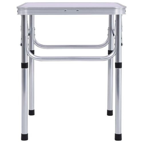 Foldbart campingbord 60x45 cm aluminium hvid