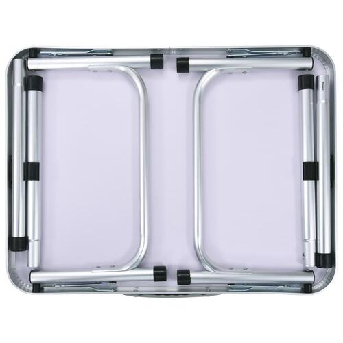 Foldbart campingbord 60x45 cm aluminium hvid