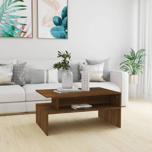 Sofabord 90x60x42,5 cm konstrueret træ brun egetræ