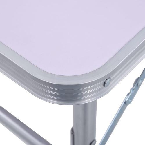 Foldbart campingbord 60x45 cm aluminium hvid