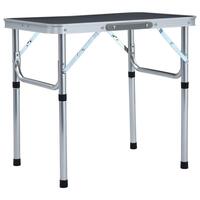 Foldbart campingbord 60x45 cm aluminium grå
