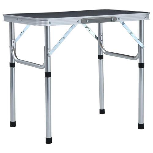 Foldbart campingbord 60x45 cm aluminium grå