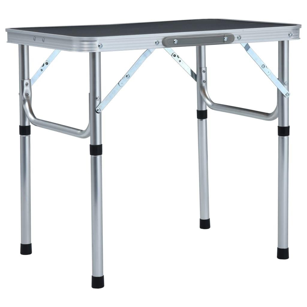 Foldbart campingbord 60x45 cm aluminium grå