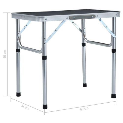Foldbart campingbord 60x45 cm aluminium grå