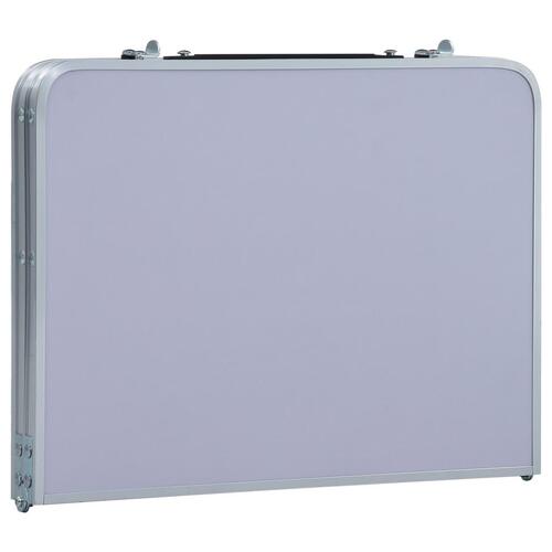 Foldbart campingbord 60 x 40 cm aluminium hvid