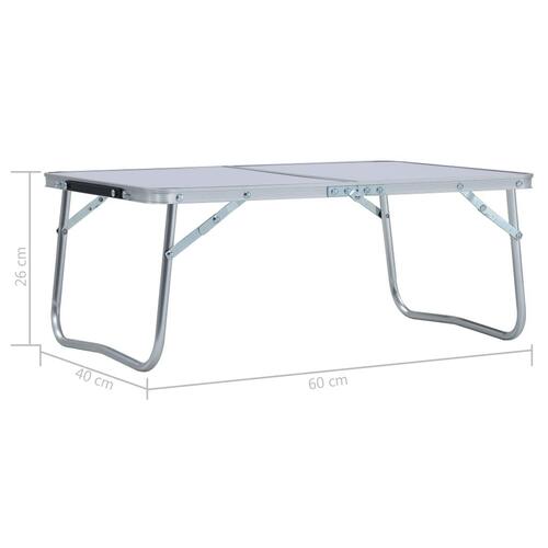 Foldbart campingbord 60 x 40 cm aluminium hvid