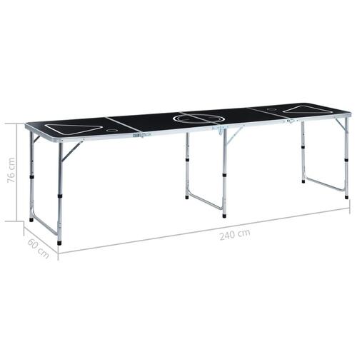 Foldbart beer pong-bord 240 cm sort