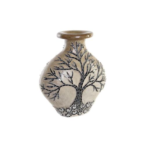 Vase Træ Krystal Sort Beige Terrakotta (30 x 15 x 33,5 cm)