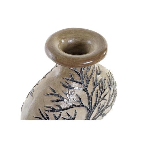 Vase Træ Krystal Sort Beige Terrakotta (30 x 15 x 33,5 cm)