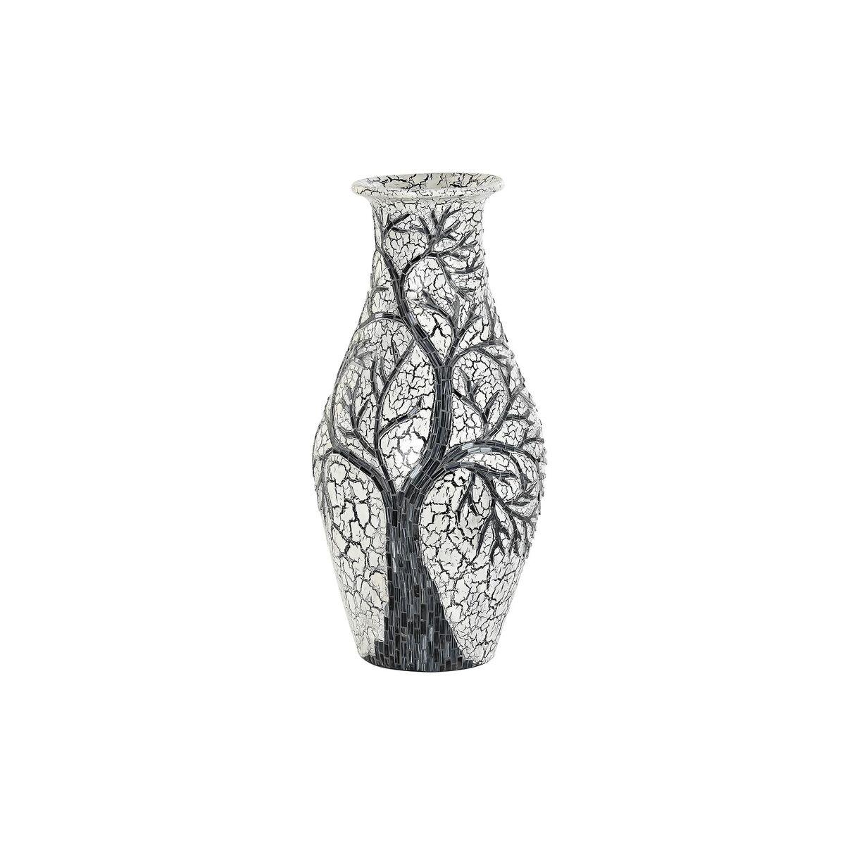 Vase Træ Hvid Sort Hvid/Sort Krystal Terrakotta 29 x 29 x 60 cm